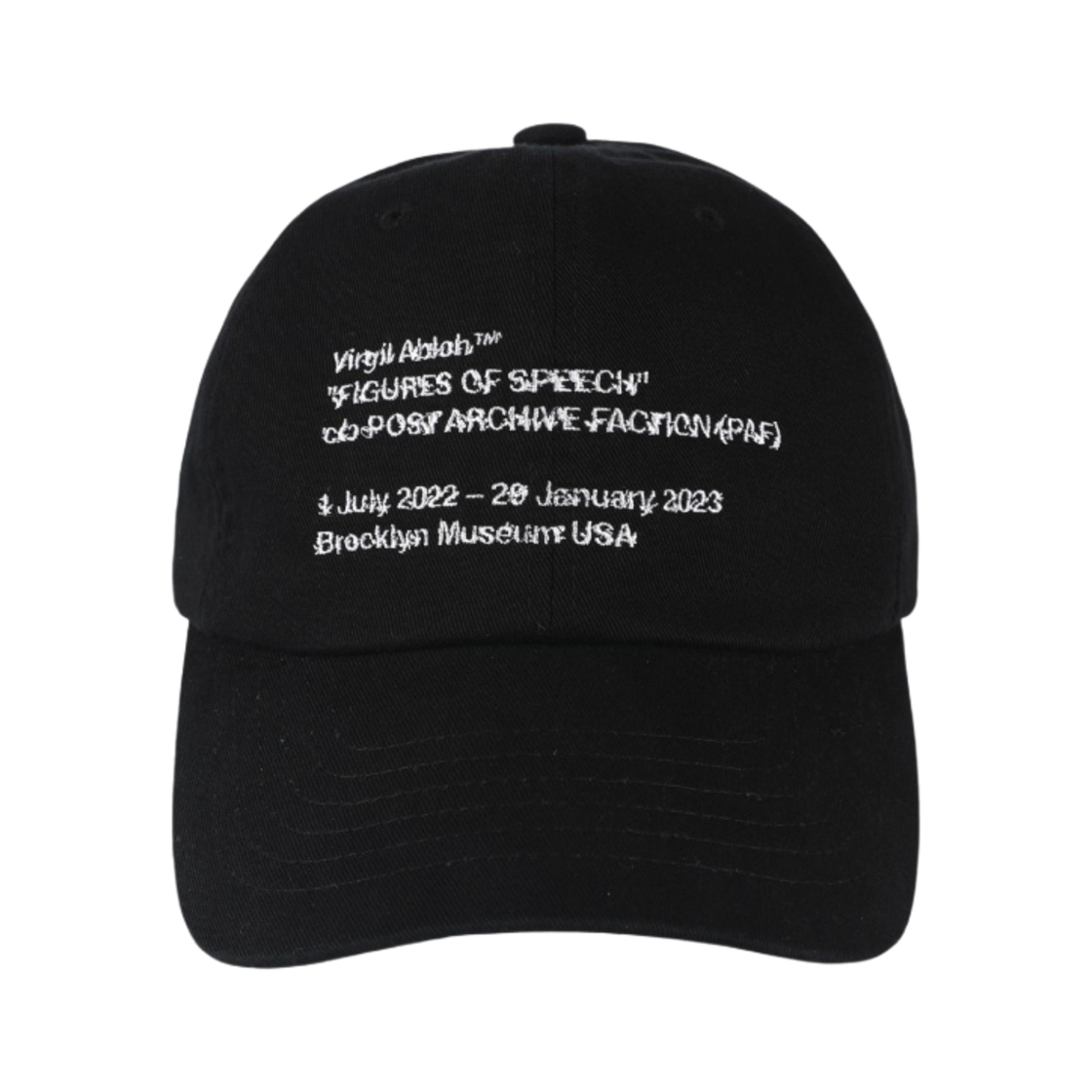 오프화이트 x 포스트 아카이브 팩션 피규어 오브 스피치 캡 라이트 블랙(Off-White x Post Archive Faction Figures of Speech Cap Right Black)