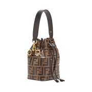 Fendi Mon Tresor FF Motif Leather Mini Bag Brown