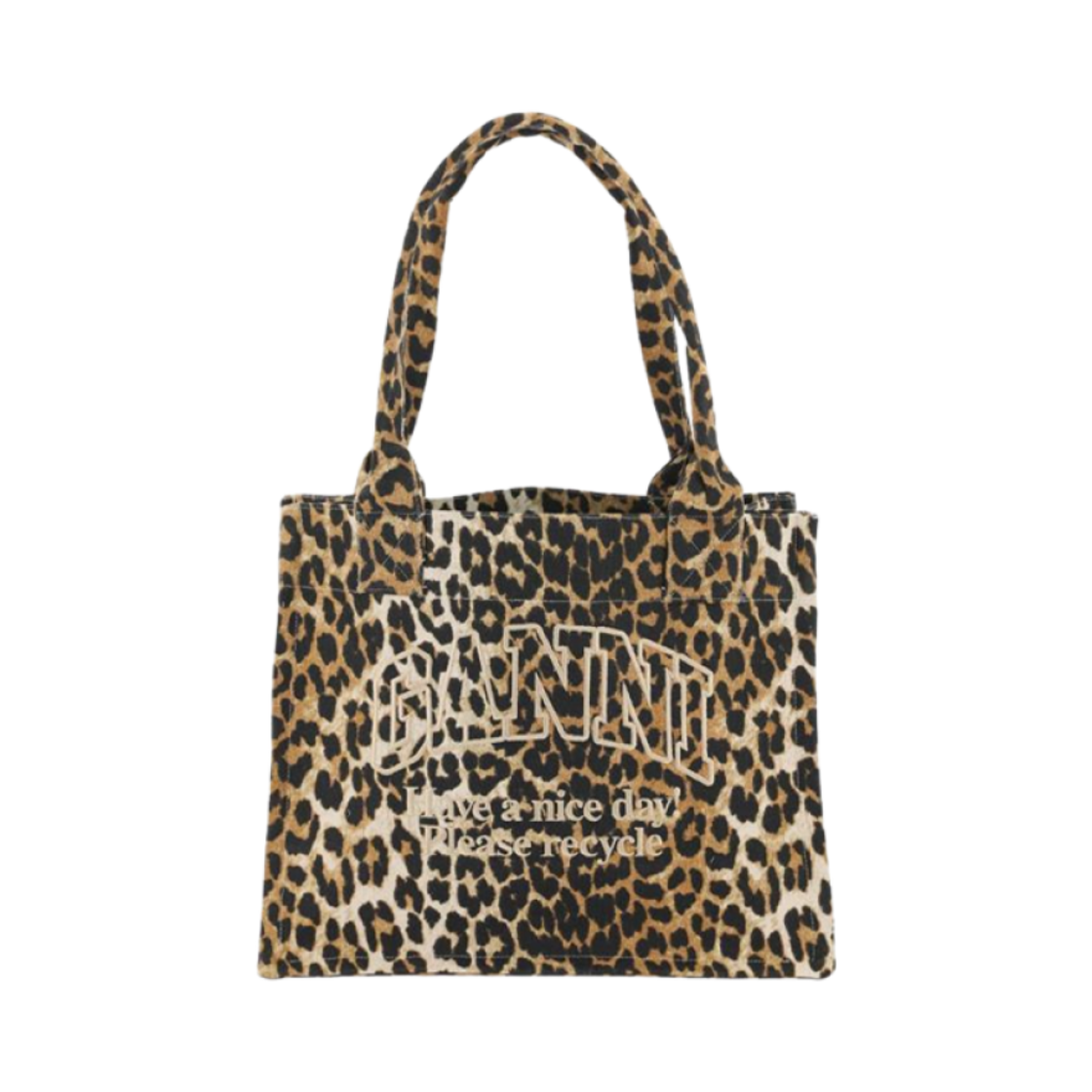 A5807-943 Ganni Large Easy Shopper Bag Leopard