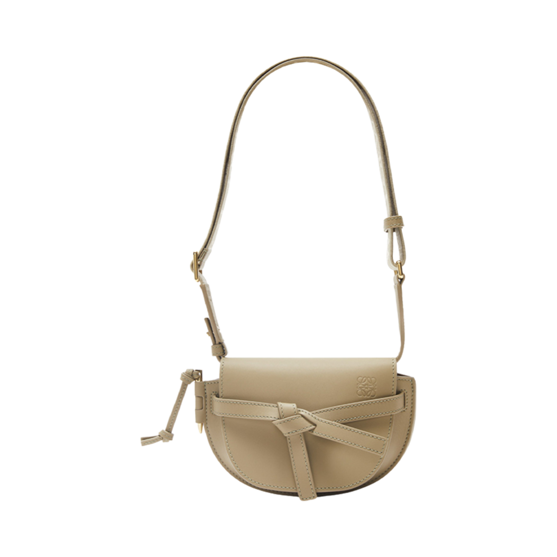 로에베 미니 게이트 듀얼 백 인 소프트 카프스킨 앤 자카드 클레이 그린(Loewe Mini Gate Dual Bag In Soft Calfskin and Jacquard Clay Green) - 4