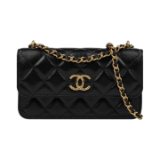 Chanel Flap Phone Holder with Classic Chain Lambskin & Gold Black