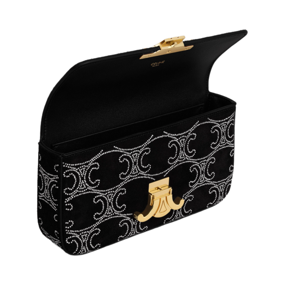 셀린느 체인 숄더백 클로드 스웨이드 카프스킨 트리옹프 스트라스 블랙(Celine Chain Shoulder Bag Claude in Suede Calfskin with Triomphe Strass Black) - 4