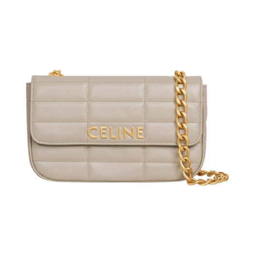 Celine Chain Shoulder Bag Matelasse Monochrome in Quilted Goatskin Trench