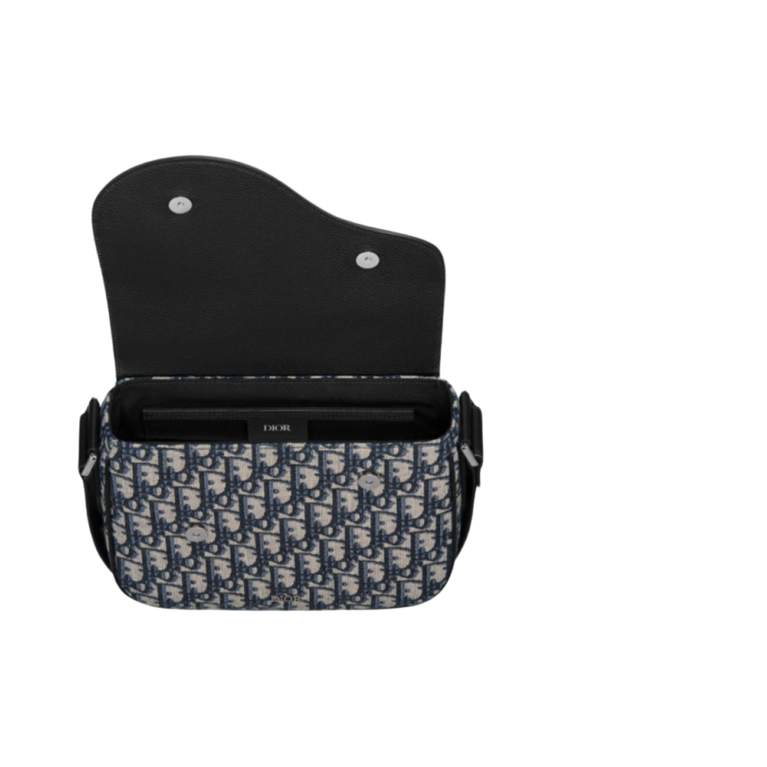 디올 미니 새들 메신저백 그레인드 카프스킨 & 베이지 블랙 디올 오블리크 자카드 블랙(Dior Mini Saddle Messenger Bag Grained Calfskin & Beige Black Dior Oblique Jacquard Black) - 3