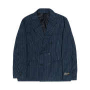 Stussy Wrinkled Stripe Double Breasted Blazer Navy
