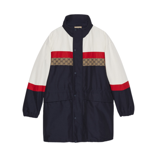 Gucci Matt Fabric Coat Off White Dark Blue