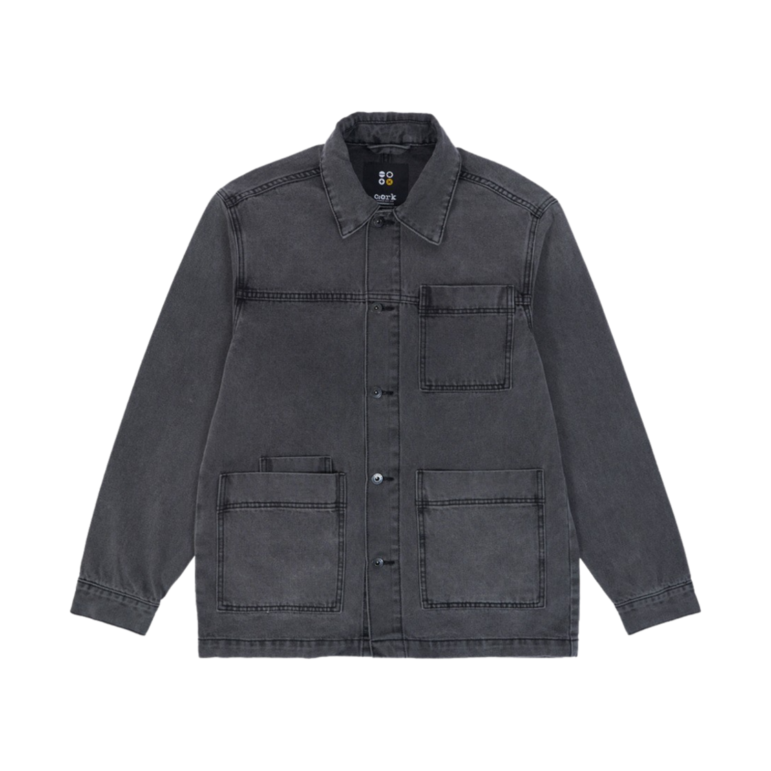CKJK07BK Ryul+Wai: Denim Square Pocket Work Jacket Gray Black