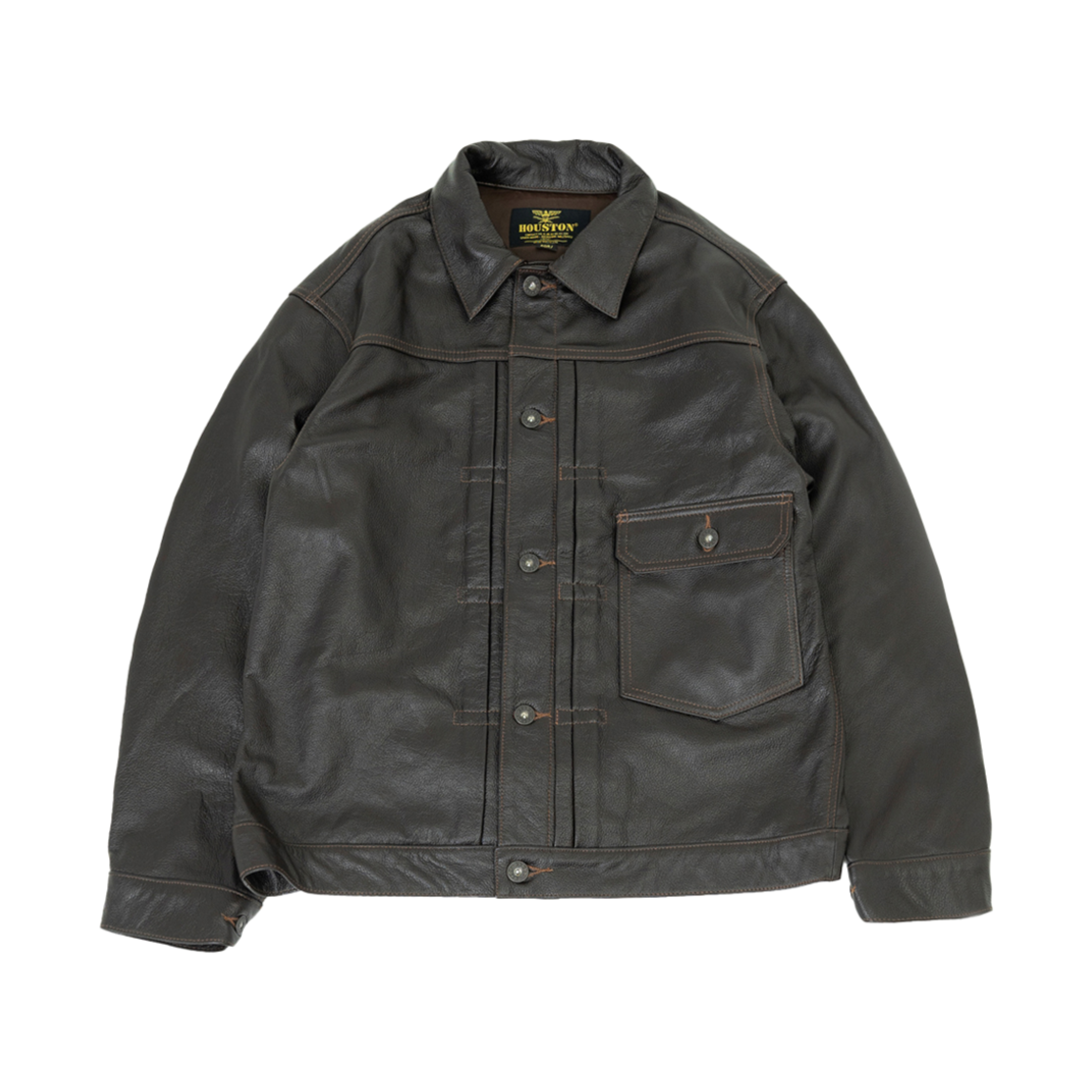 8215BR Houston Japan Cow Leather Track Jacket Brown 8215BR