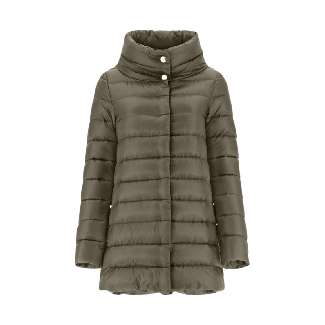 (W) 에르노 아멜리아 A-쉐입 패딩 밀리터리((W) Herno Amelia A-Shape Padding Military) - 1