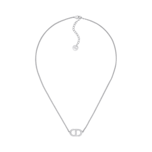 N2241WOMCY-D001 (W) Dior Petit CD Necklace Silver Finish Metal White Crystals
