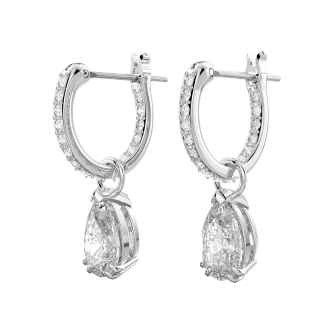 5636716 (W) Swarovski Millenia Hoop Earrings Peer Cut White Rhodium Plated
