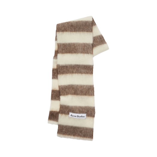 CA0245-AIH Acne Studios Wool-Blend Stripe Scarf Brown White