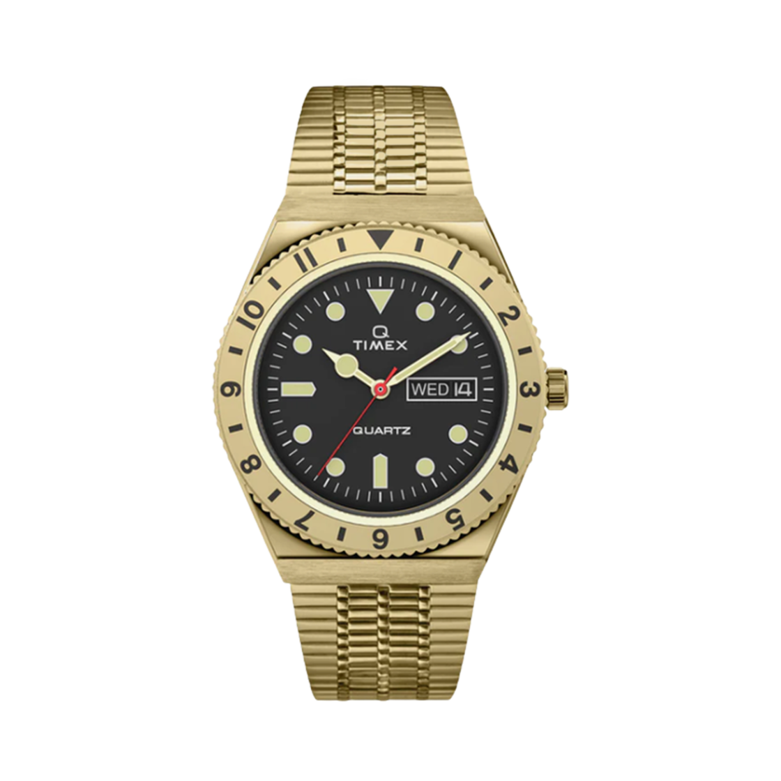 타이맥스 Q 리이슈 38mm 스테인리스 스틸 골드 블랙(Timex Q Reissue 38mm Stainless Steel Gold Black)