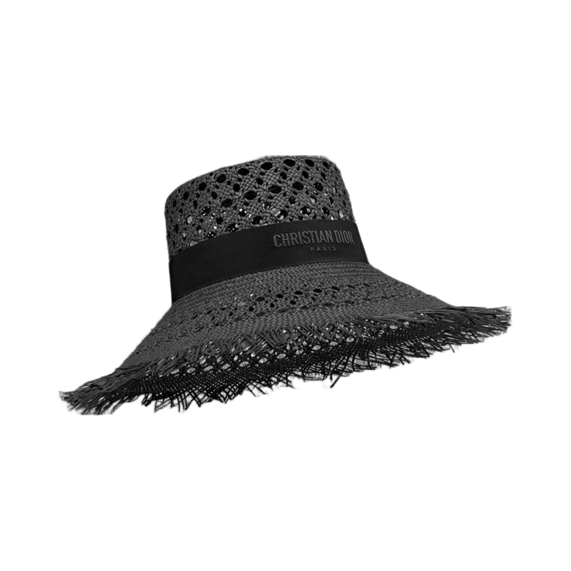 (W) 디올 노틸리-D 스몰 버킷햇 블랙 스트로우 자수 밴드((W) Dior Naughtily-D Small Brim Hat Black Straw Embroidered Band) - 2