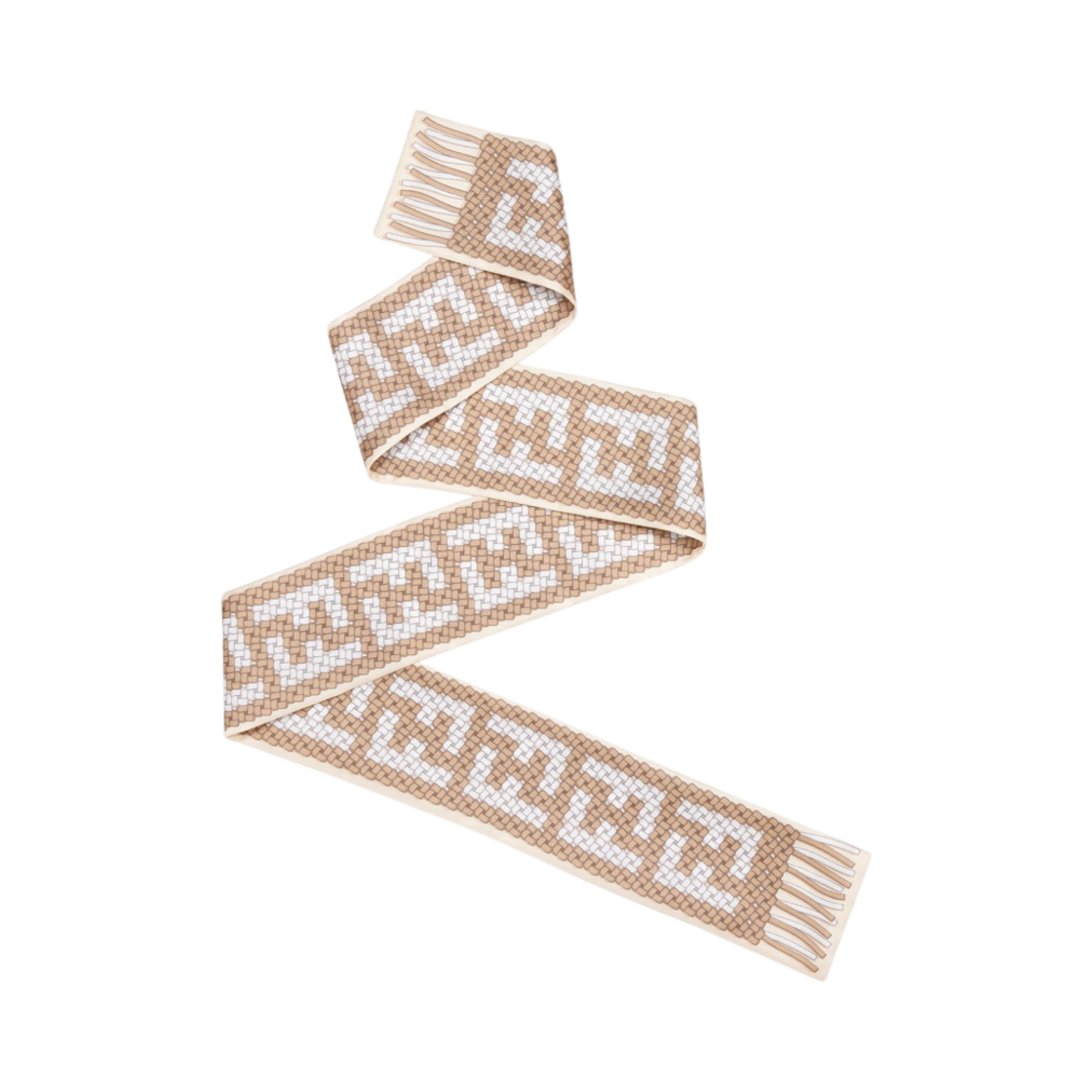 FXT404ANDOF0QB9 (W) Fendi Wrappy FF Silk Bandeau Beige