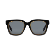(W) Gucci Low Nose Bridge Fit Square Sunglasses Shiny Black Acetate