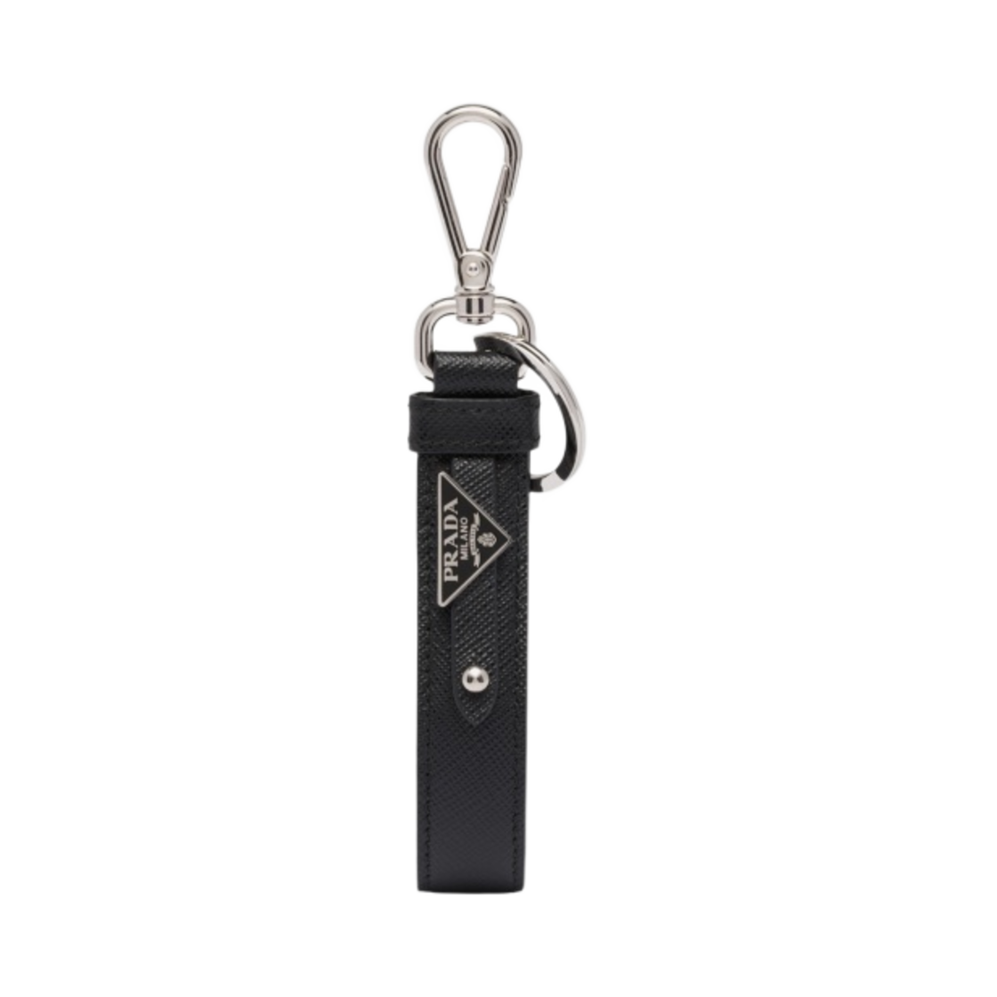 프라다 사피아노 트라이앵글 로고 키링 블랙(Prada Saffiano Triangle Logo Keyring Black)