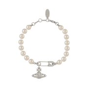 Vivienne Westwood Lucrece Pearl Bracelet Platinum Light Creamrose Pearl White CZ