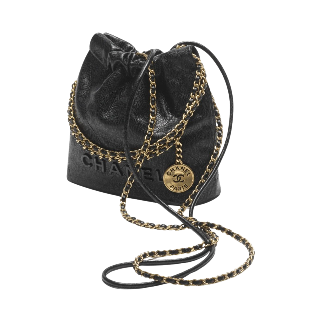 샤넬 22 미니 핸드백 샤이니 그레인드 카프스킨 & 골드 래커드 메탈 블랙(Chanel 22 Mini Handbag Shiny Grained Calfskin & Gold Lacquered Black) - 2