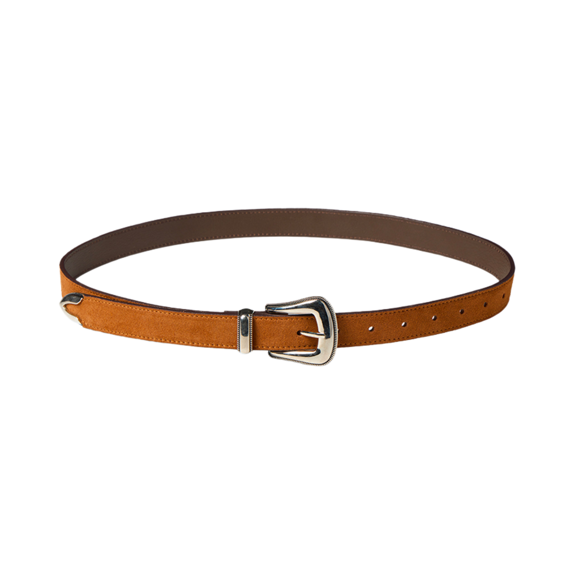 그린버터 카우 레더 웨스턴 벨트 카라멜 브라운(Greenbutter Cow Leather Western Belt Camel Brown)