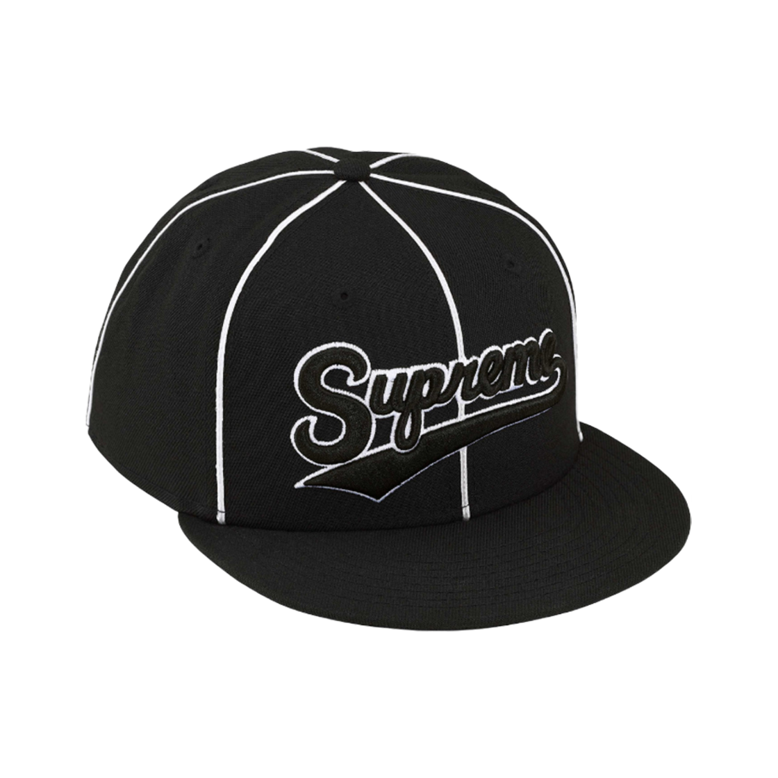 슈프림 파이핑 스크립트 로고 뉴에라 블랙 - 25SS