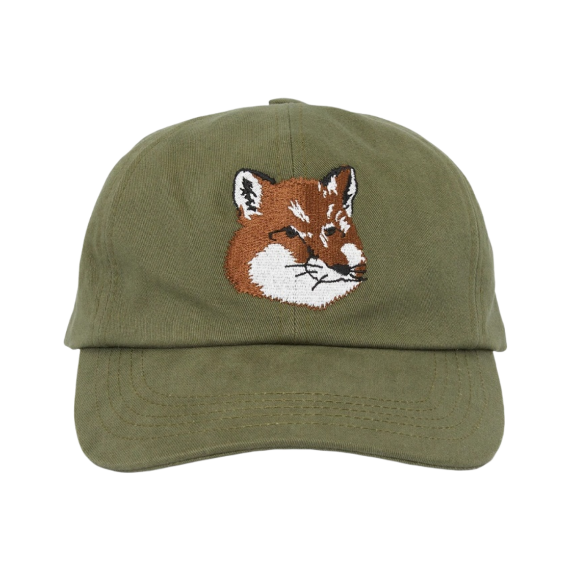 메종 키츠네 라지 폭스 헤드 패치 캡 다크 카키(Maison Kitsune Large Fox Head Patch Cap Dark Khaki) - 1