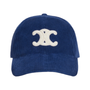 Celine Triomphe Baseball Cap in Corduroy Dark Blue