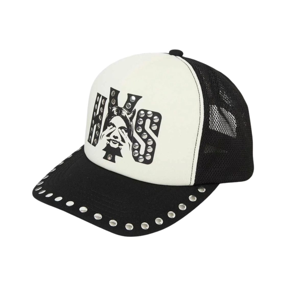히스테릭 글래머 씨 노 이블 스터드 메쉬 캡 블랙(Hysteric Glamour See No Evil Studded Mesh Cap Black)