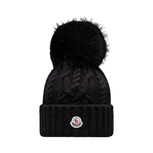 (W) Moncler Beanie with Pom Pom Black - 23SS