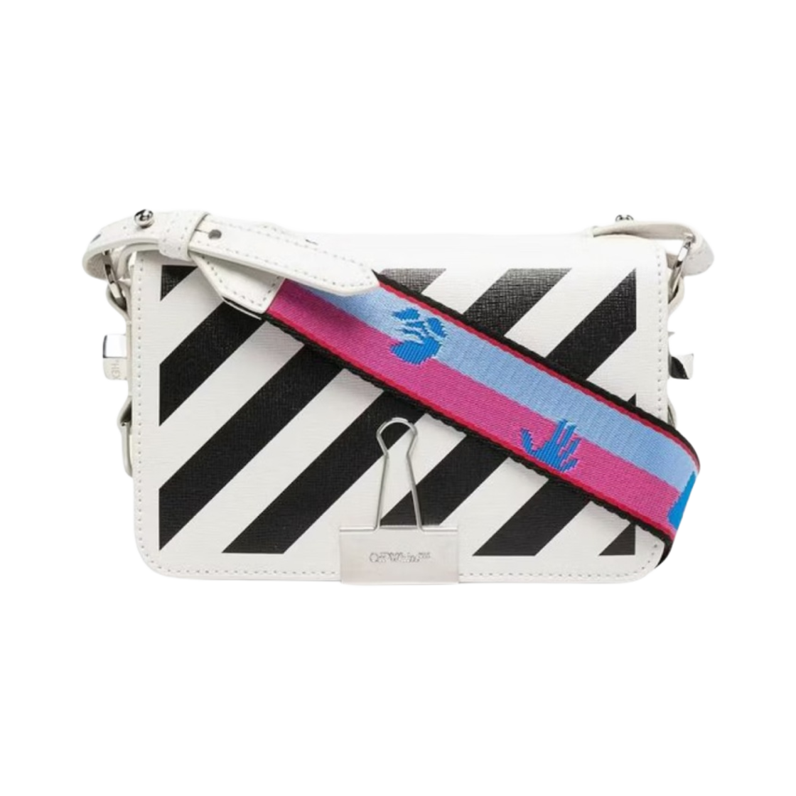 OWNA038R21LEA0010110 Off-White Diagonal Mini Flap Cross Bag White