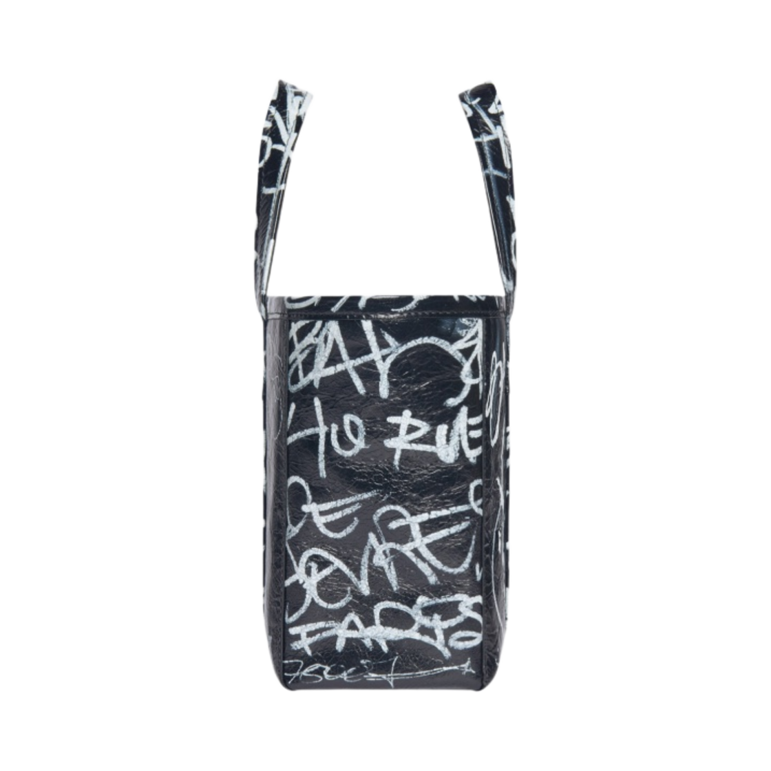 발렌시아가 바베스 스몰 이스트 웨스트 그래피티 쇼퍼백 블랙(Balenciaga Barbes Small East-West Graffiti Shopper Bag Black) - 3