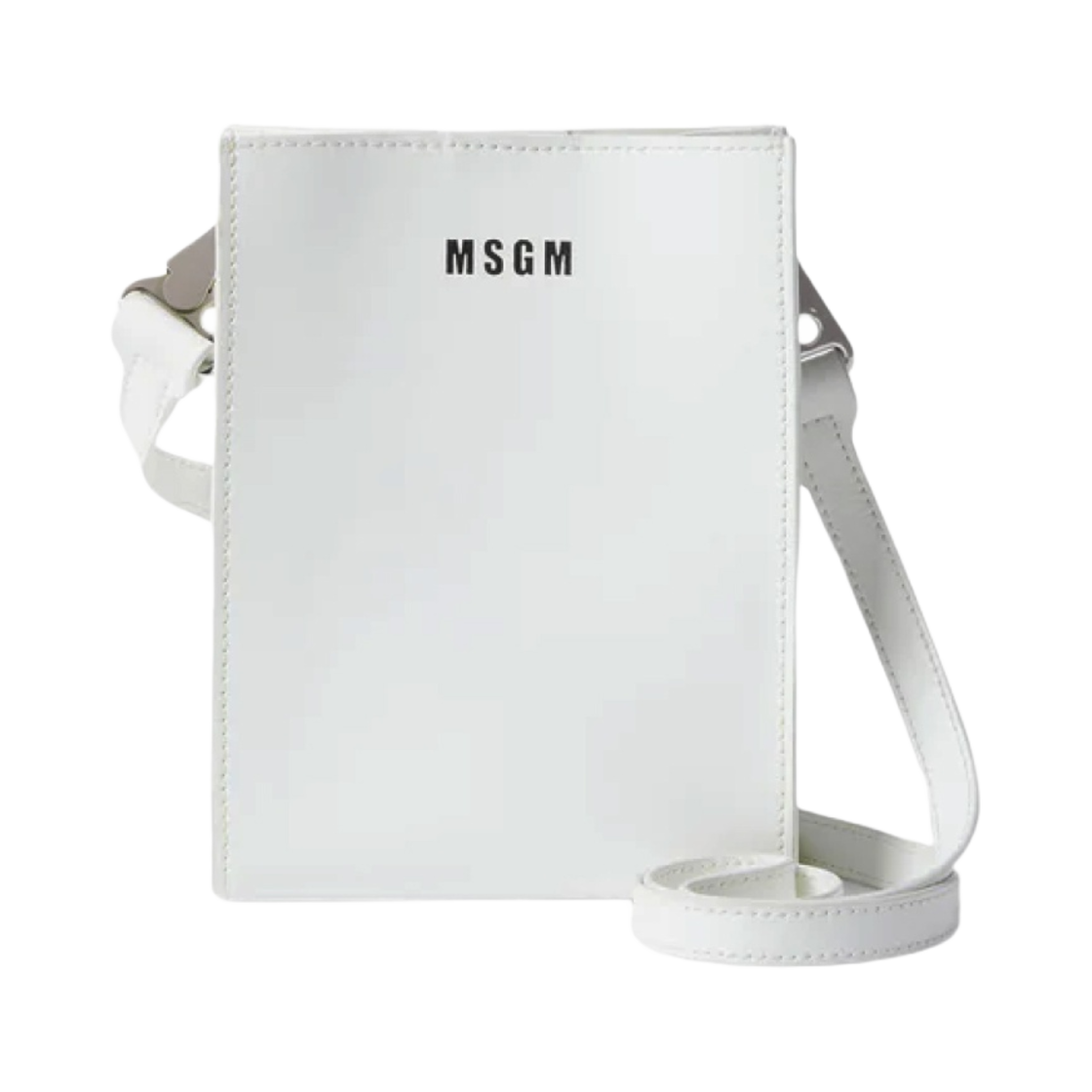 3341MDZ79-365-01 MSGM Mini Tote Bag with Micro Logo White