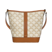 Celine Small Bucket in Triomphe Canvas Calfskin White