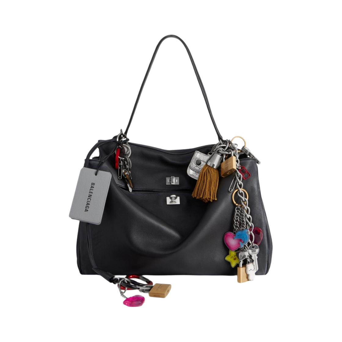 발렌시아가 로데오 유즈드 이펙트 참 라지 핸드백 블랙(Balenciaga Rodeo Used Effect Large Handbag With Charms Black) - 1