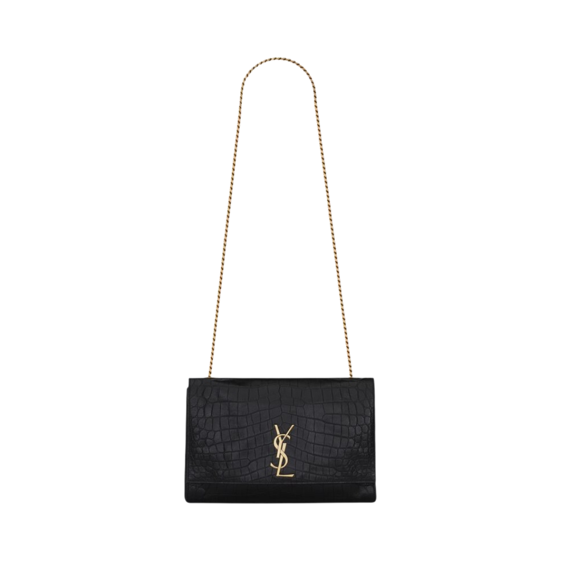 생로랑 케이트 미디움 리버시블 체인 백 스웨이드 앤 크로커다일 엠보스 레더 밀리터리 토프(Saint Laurent Kate Medium Reversible Chain Bag In Suede And Crocodile-Embossed Leather Military Taupe) - 1