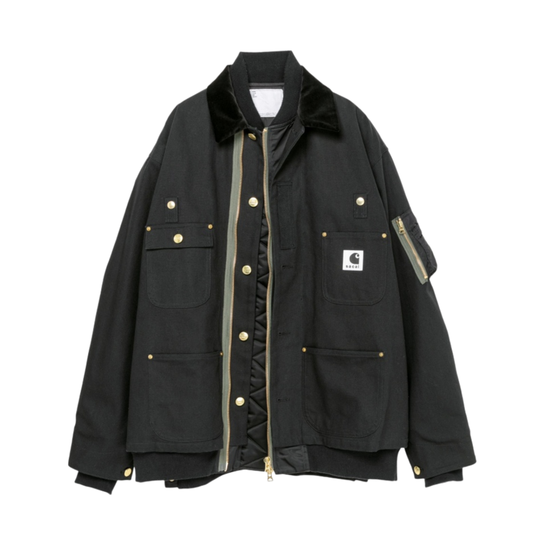 사카이 x 칼하트 WIP 캔버스 MA-1 자켓 미시간 블랙(Sacai x Carhartt WIP Canvas MA-1 Jacket Michigan Black)