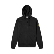 Stone Island 64251 Cotton Fleece Full Zip Hooded Sweatshirt Black - 20SS