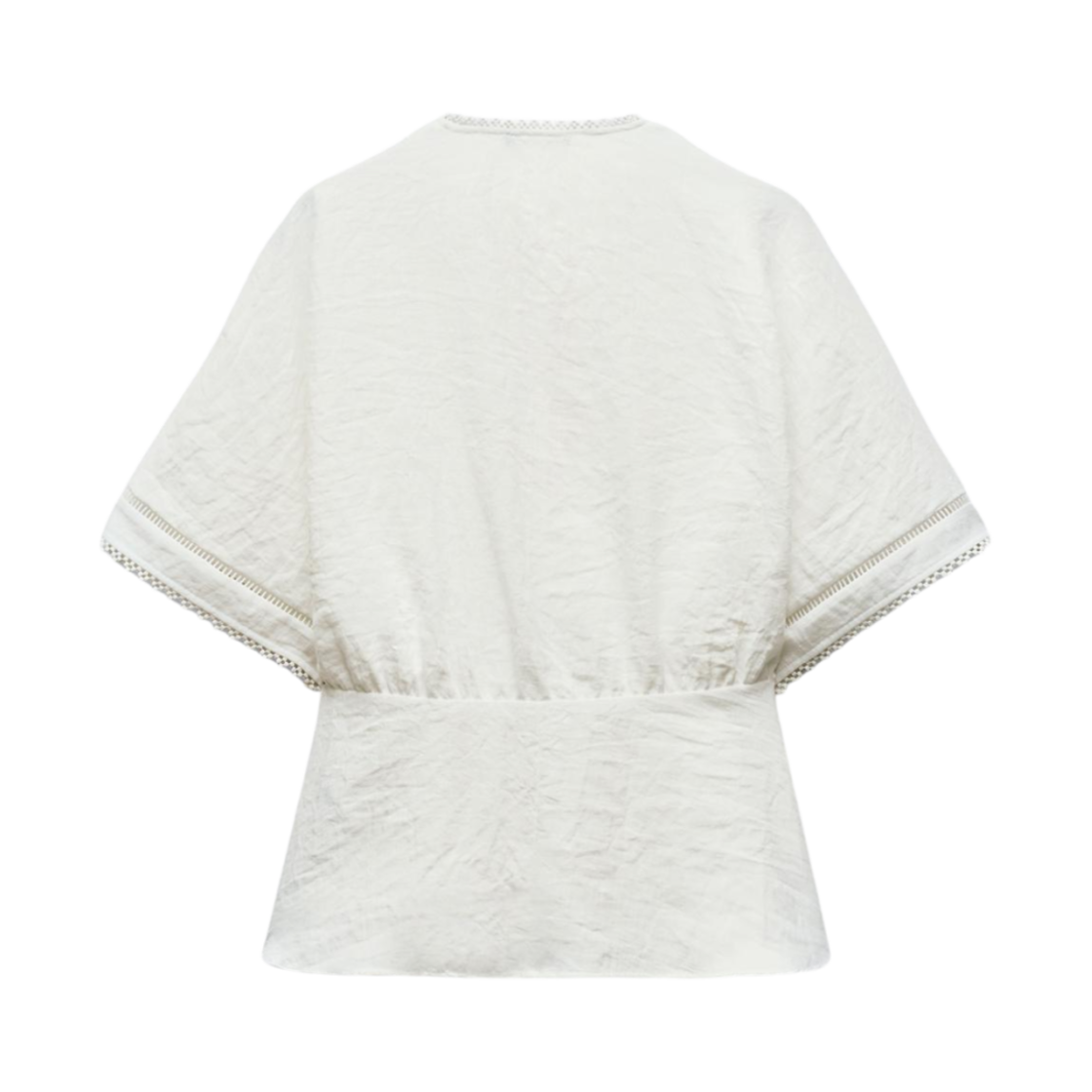 (W) 자라 레이스 트림 기모노 탑 화이트((W) Zara Lace Trim Kimono Top White) - 2
