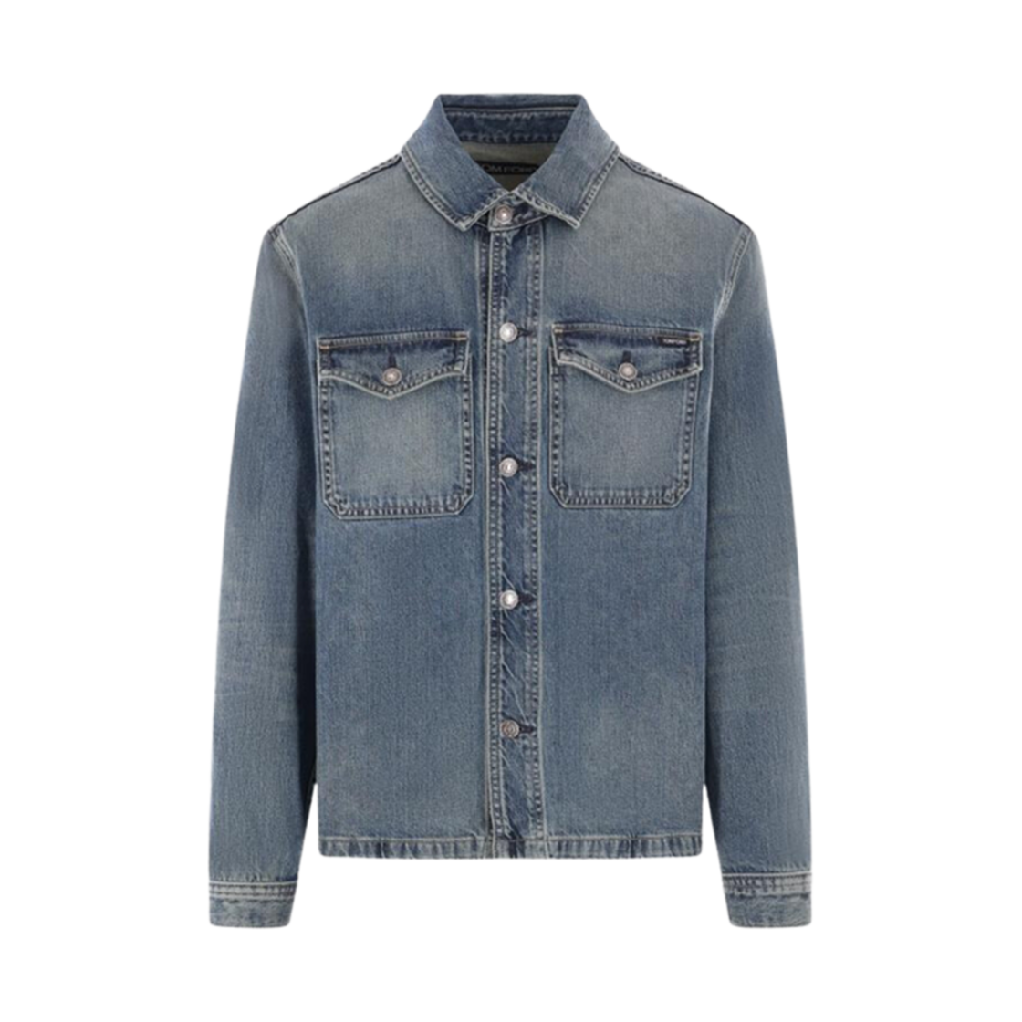 DJR002-DMC042S24-HB378 Tom Ford Denim Shirt Jacket Vintage Pale Blue