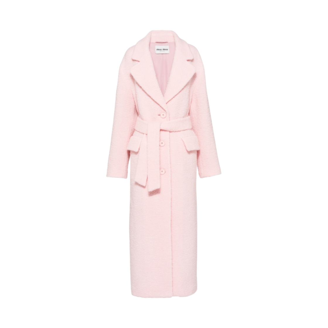 (W) 미우 미우 싱글 브레스티드 부클레 코트 앨러배스터 핑크((W) Miu Miu Single Breasted Boucle Coat Alabaster Pink) - 1