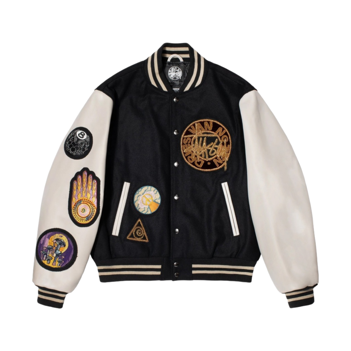 스투시 x 드리스 반 노튼 바시티 자켓 블랙(Stussy x Dries Van Noten Varsity Jacket Black)
