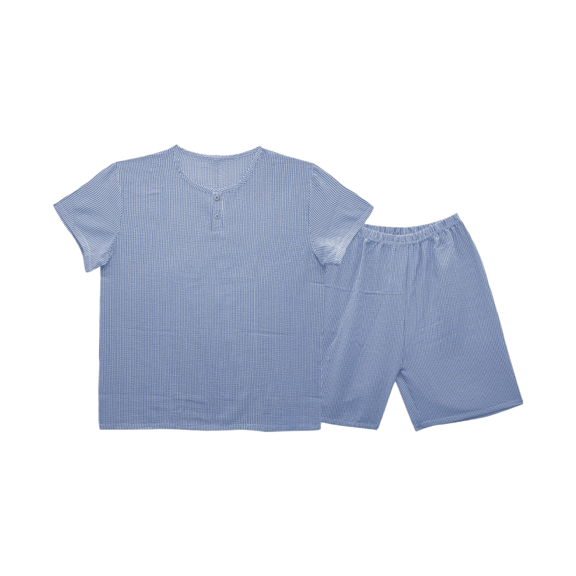 A-CO-SS-BL-M Aone Cool Emboss Short Sleeve Pajamas Set Blue