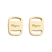 (W) Ferragamo Vara Plate Large Earrings Brass & Gold