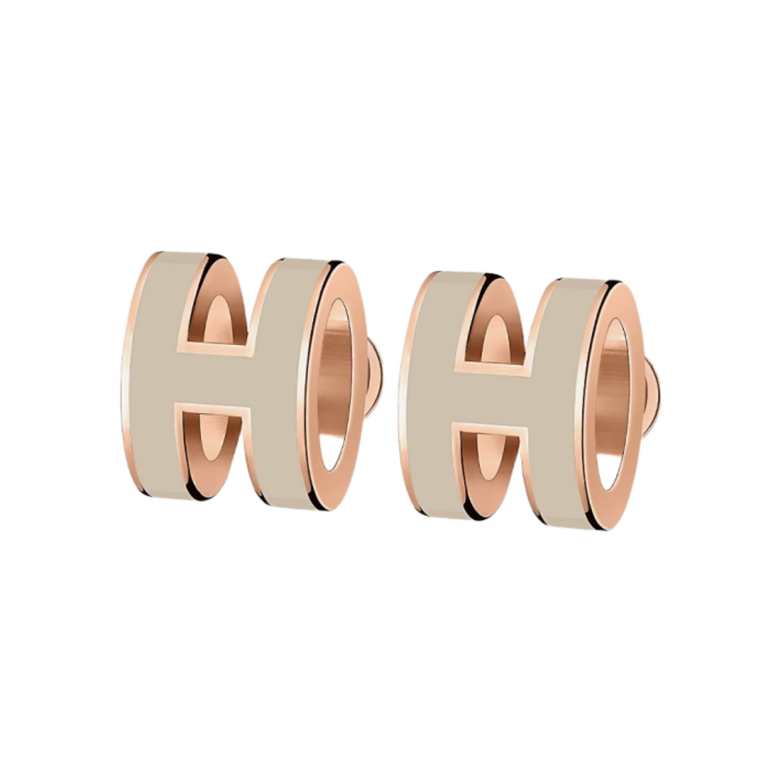 (W) 에르메스 미니 팝아슈 이어링 로즈 골드 하드웨어 & 마롱 글라세