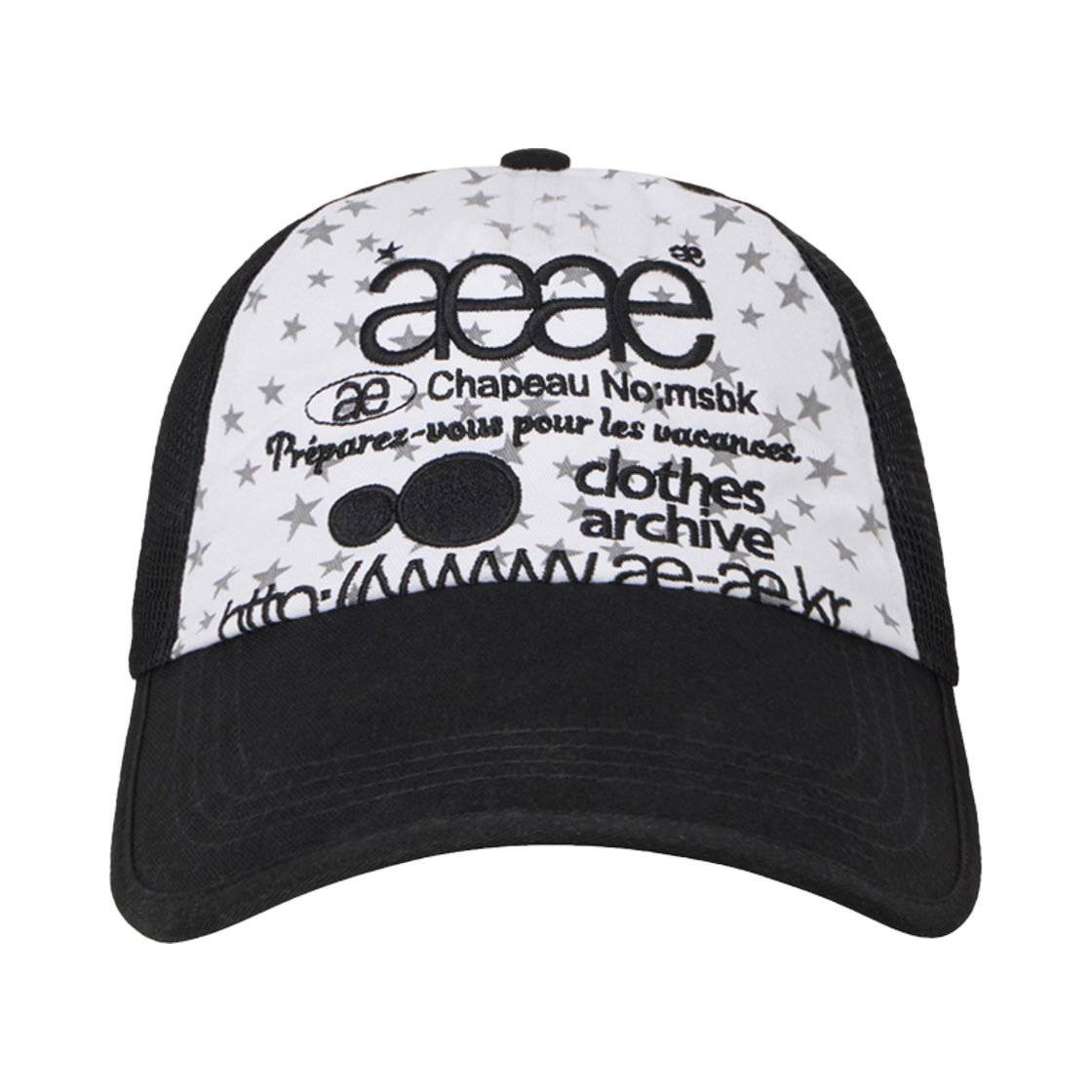 [KREAM 단독] 에이이에이이 웹 로고 스타 메쉬 캡 블랙([KREAM 단독] AEAE Web Logo Star Mesh Cap Black)