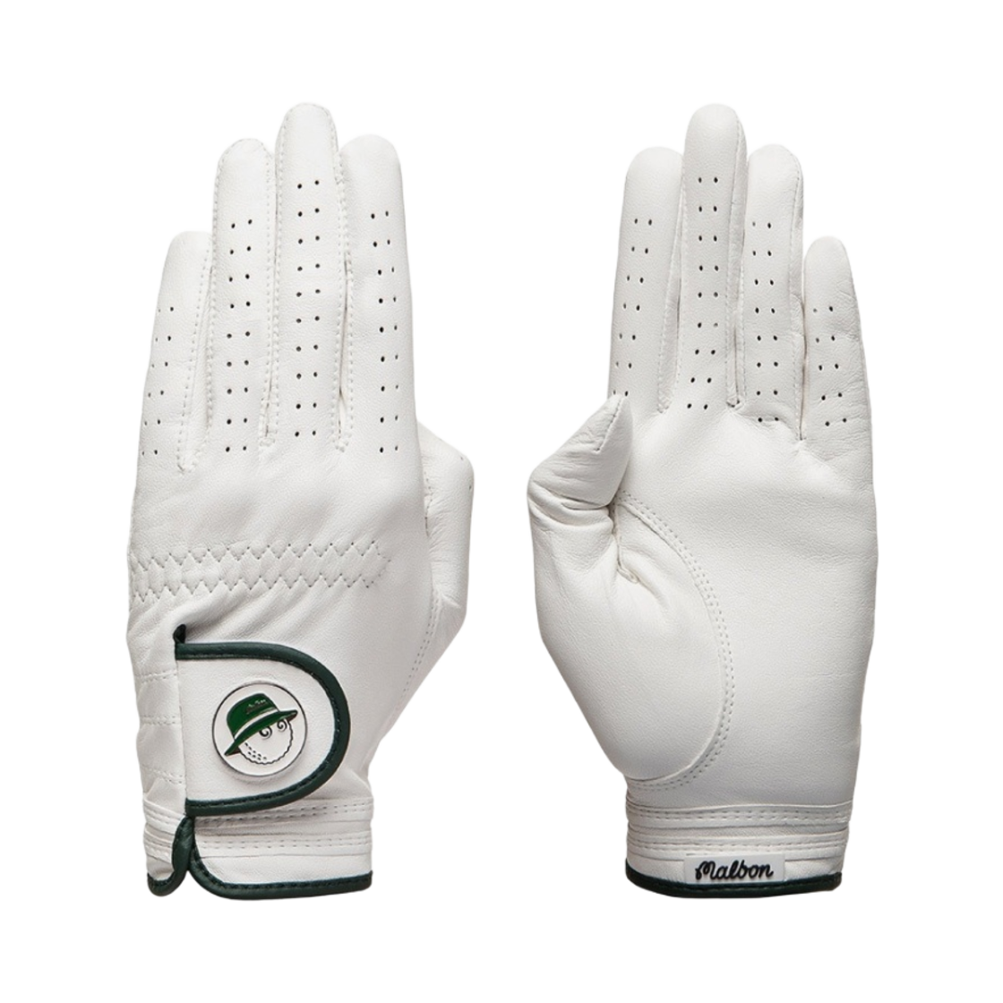 (W) 말본 골프 버킷 레더 글러브 어 페어 화이트((W) Malbon Golf Buckets Leather Glove A Pair White) - 1