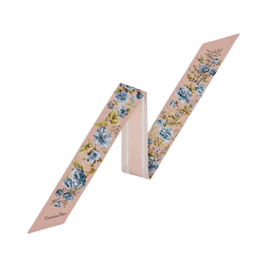 (W) 디올 그랑빌 미차 스카프 실크 트윌 로즈 데 벤트 블루