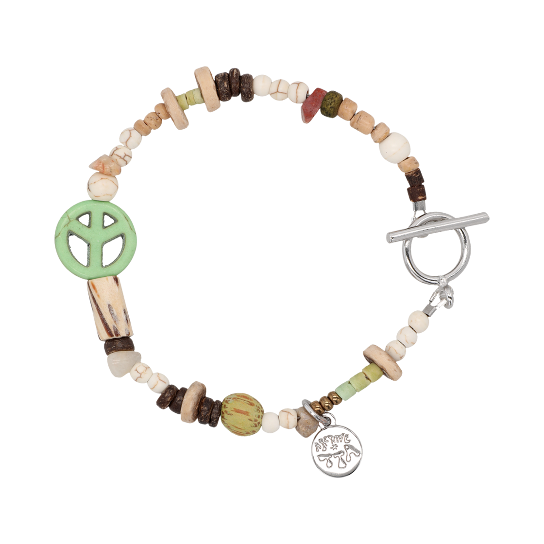 TBH42CDTB001GN TOWTOW.ARCHIVE Peacemark Symbol Bracelet Leaf Green