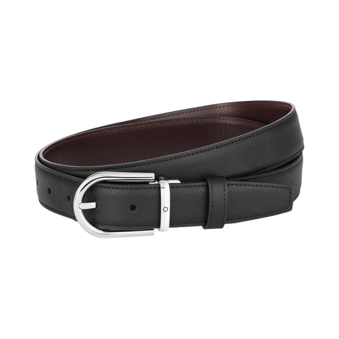 몽블랑 홀스슈 버클 30mm 리버시블 레더 벨트 블랙 버건디(Montblanc Horseshoe Buckle 30mm Reversible Leather Belt Black Burgundy)