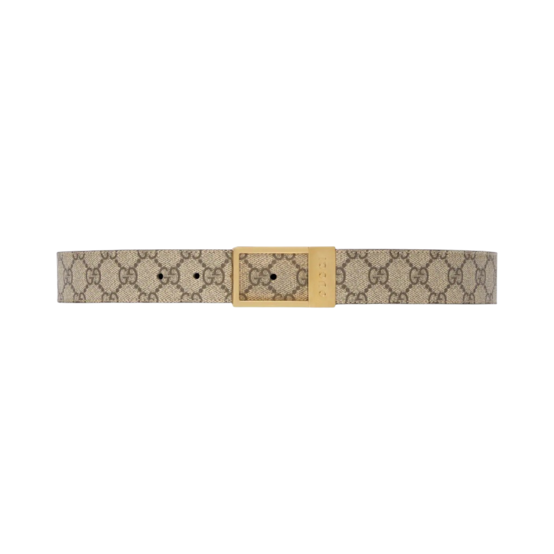구찌 렉탱귤러 버클 GG 벨트 베이지 에보니(Gucci GG Belt with Rectangular Buckle Beige Ebony) - 1